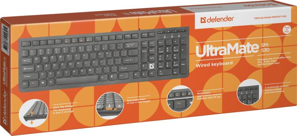 Клавиатура DEFENDER USB ULTRAMATE SM-530 RU BLACK