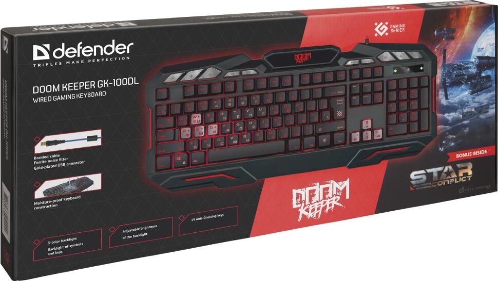 Клавиатура DEFENDER DOOM KEEPER GK-100D USB RU