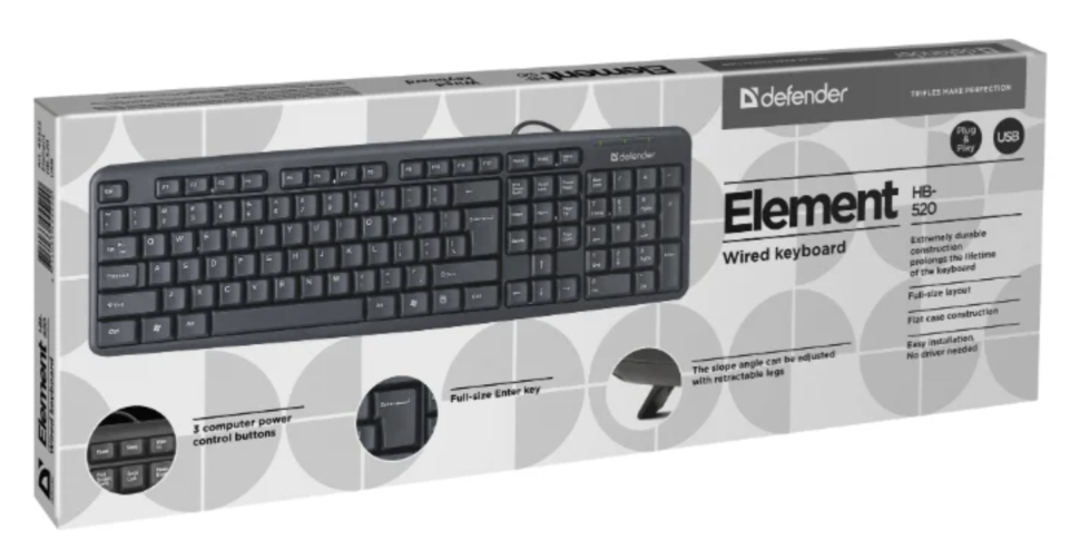 Клавиатура DEFENDER ELEMENT HB-520 RU BLACK