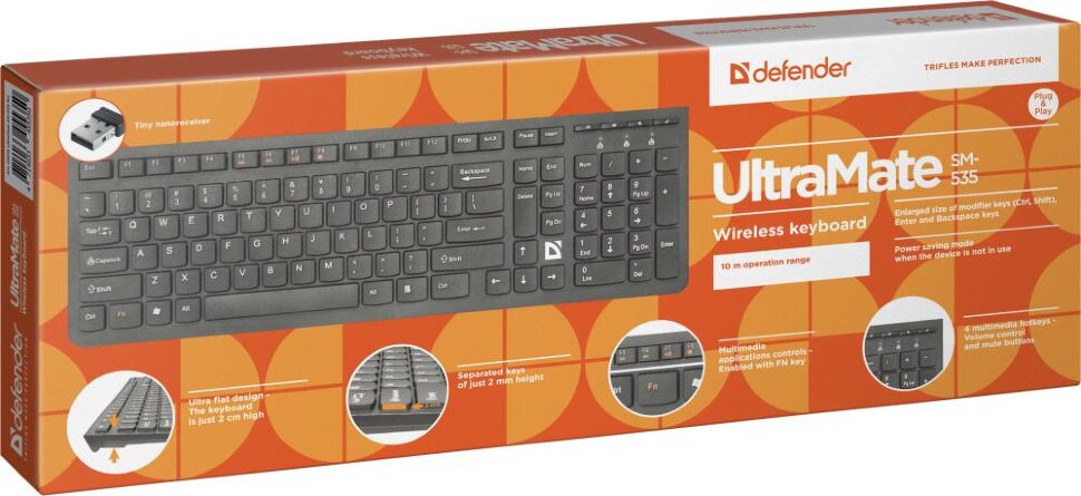 Беспроводная клавиатура DEFENDER ULTRAMATE SM-535 RU BLACK